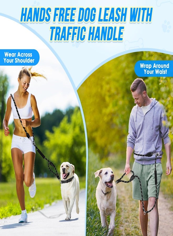 Lukovee Hands Free Dog Leash, 10FT Adjustable Training Lead 1/2 Inch Nylon Heavy Duty Lead No Pull for Large Medium Dogs, Tangle Free Reflective Waist-Leash for Walking Running, (DB, Plus Handle) - Image 2